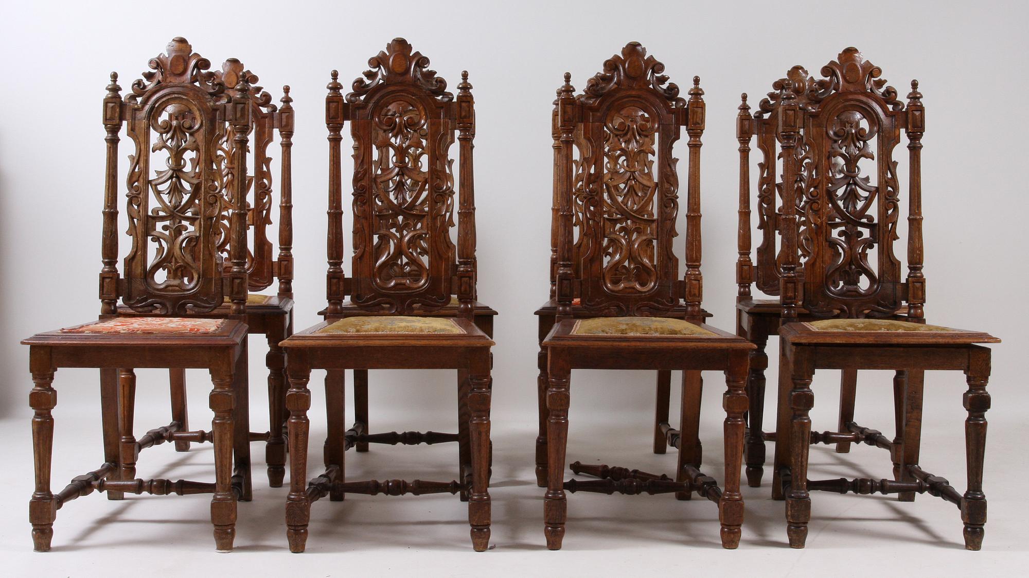 STOLAR, 8 st, nyrenässans, 1800/1900-tal.