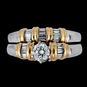 A brilliant- and baguette cut diamond ring.