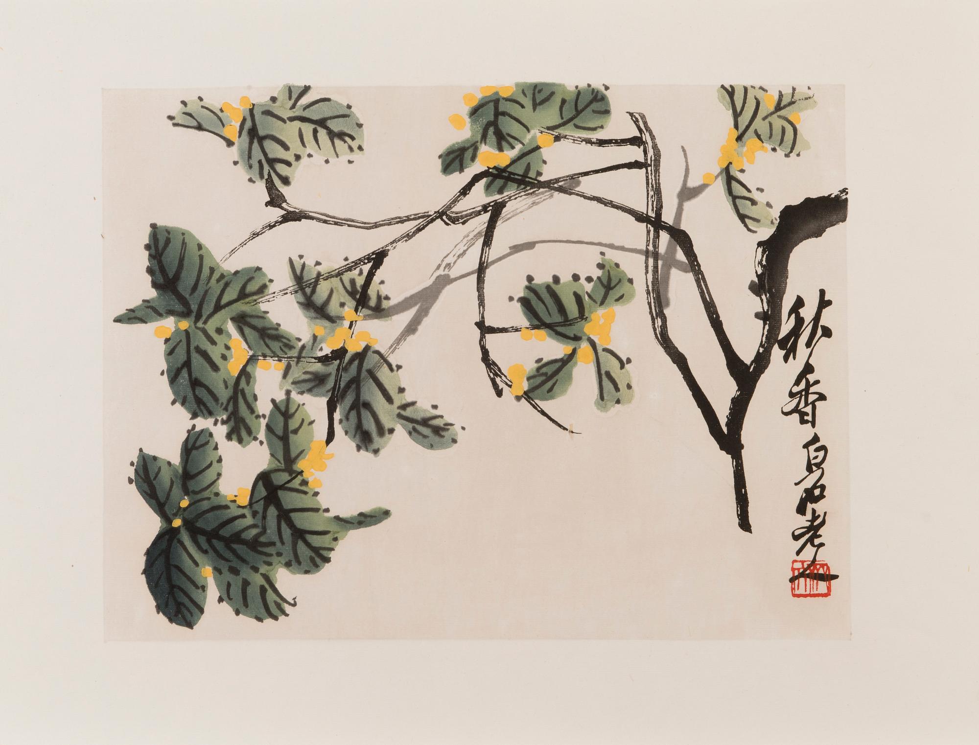 Qi Baishi, after, kokoelma puupiirroksia, Rong Baozhai, päivätty 1953.
