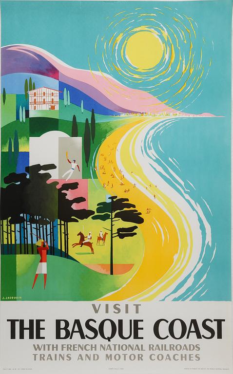 JEAN JACQUELIN, 2 st, färglitografiska affischer, Hubert Baille, Paris 1964 och 1965.