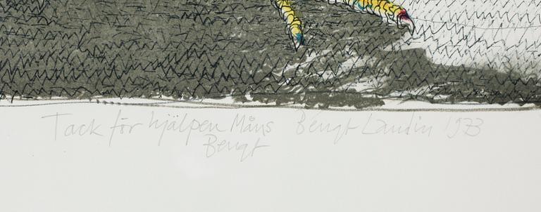 BENGT LANDIN, Färglitografi 1973, signerad.