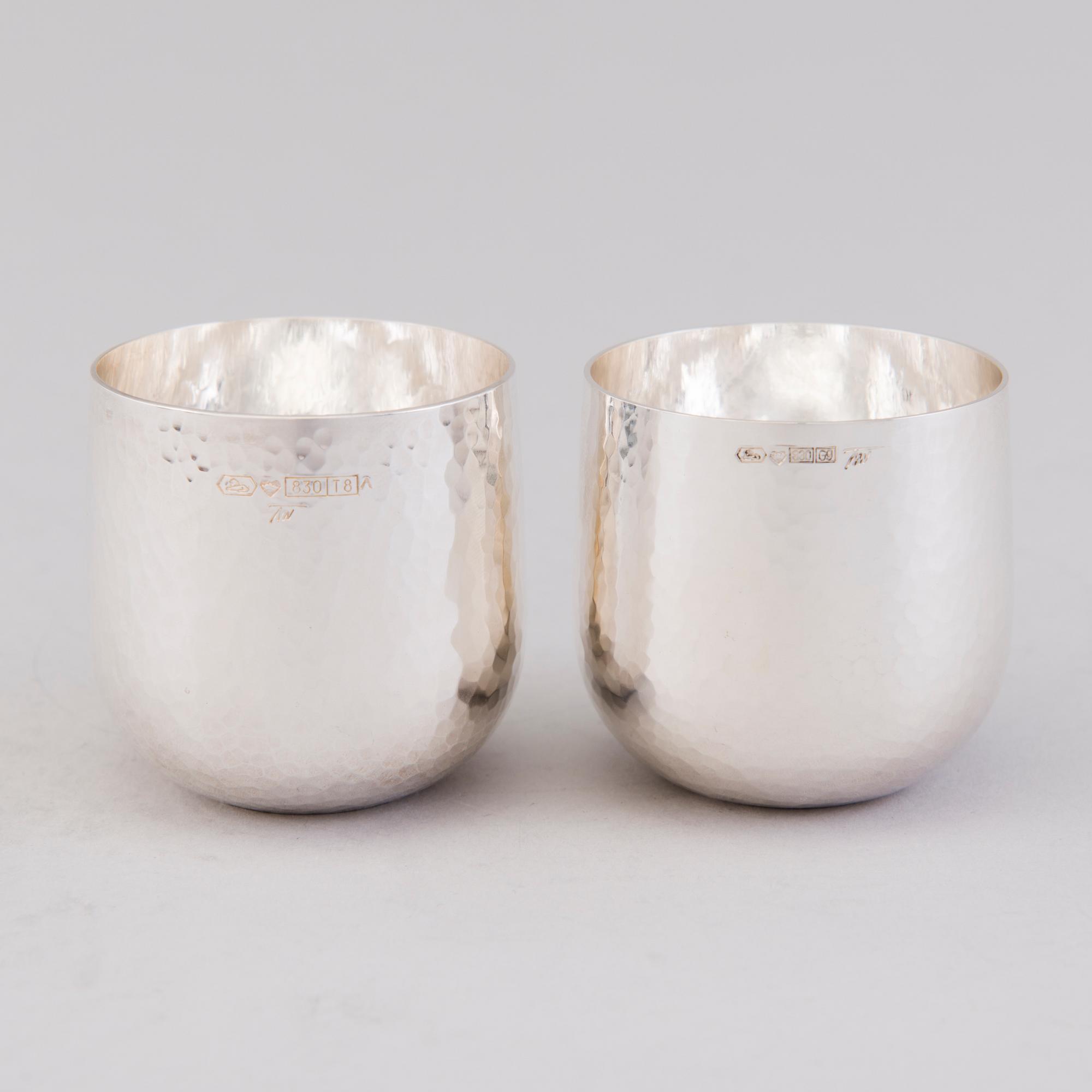 TAPIO WIRKKALA, bägare, 8 st, silver, Kultakeskus, Tavastehus 1996 och 2008.