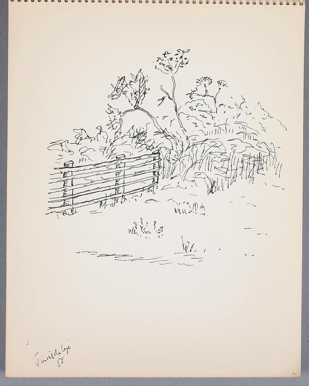 GUSTAF MUNTHE, block med teckningar, 5 st, mest krita och tusch, delvis sign.