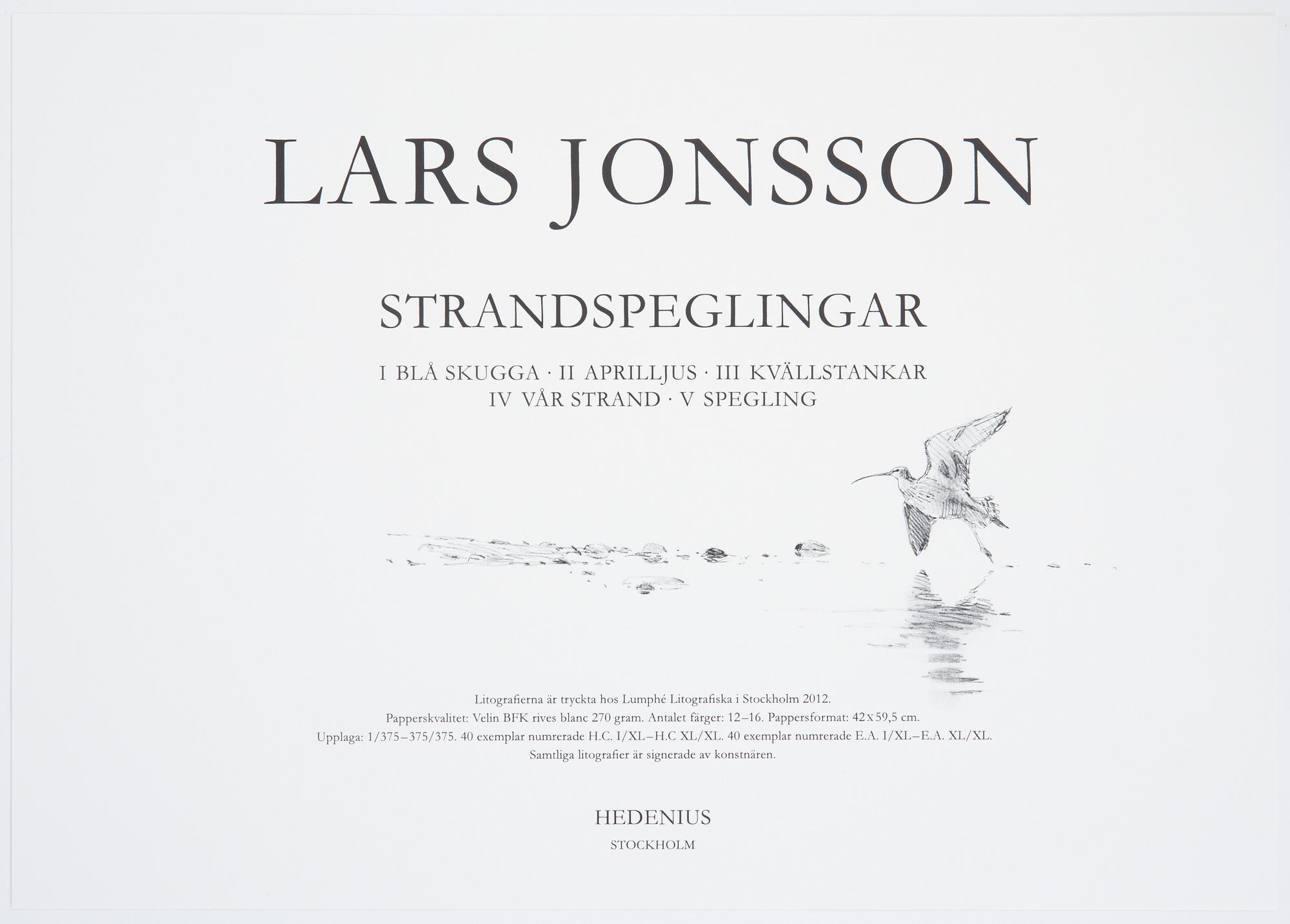Lars Jonsson, portfolio "Strandspeglingar" with 5 lithographs in colour, signed EA XIV/XL.