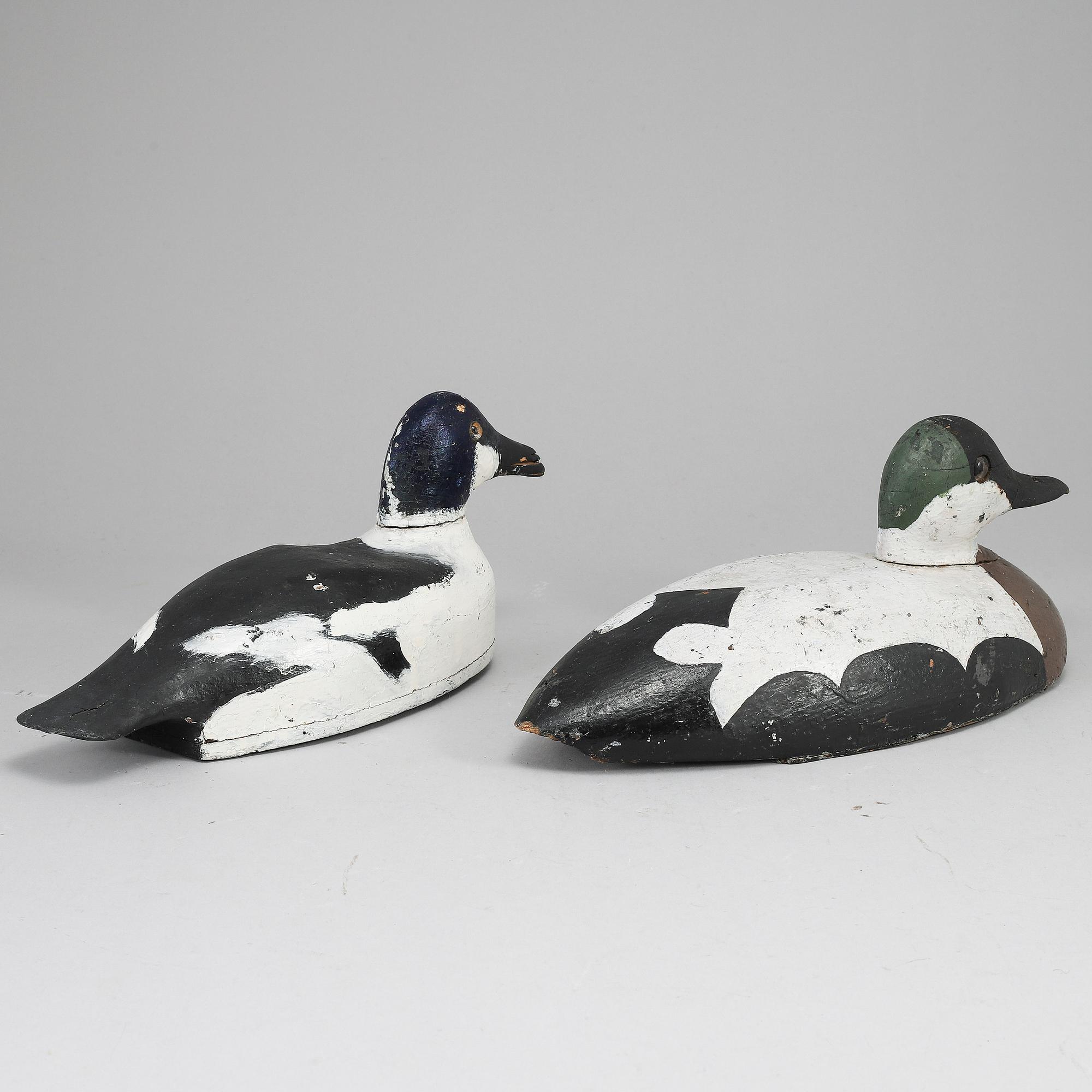 Two painted wood imitation duck,  first half of the 20th century.