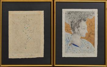 SALVADOR DALÍ, 10 etchings some drypoint handloloured on Japanese paper signed and numbered 61/95.