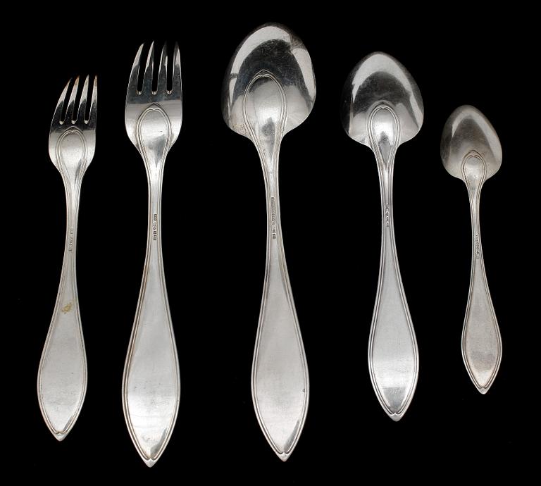 BESTICK, 28 delar, silver, Silvervarufabriken, J Grönroos, Kristianstad, 1933. Totalvikt 1461 g.