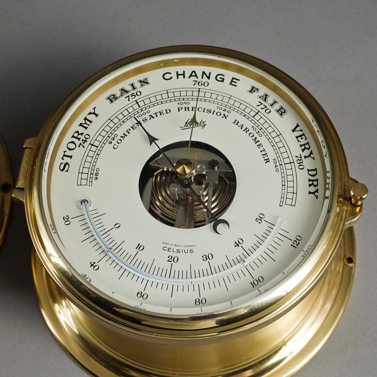SKEPPSUR SAMT BAROMETER, mässing, "Royal Mariner", Schatz, Tyskland, 1900-talets andra hälft.
