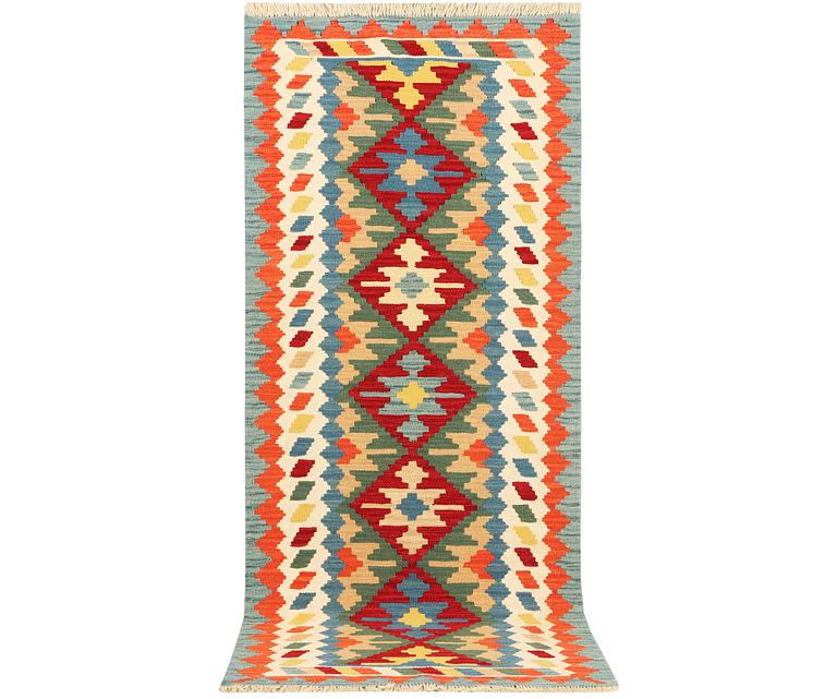 An Afghan kilim runner, c. 200 x 80 cm.