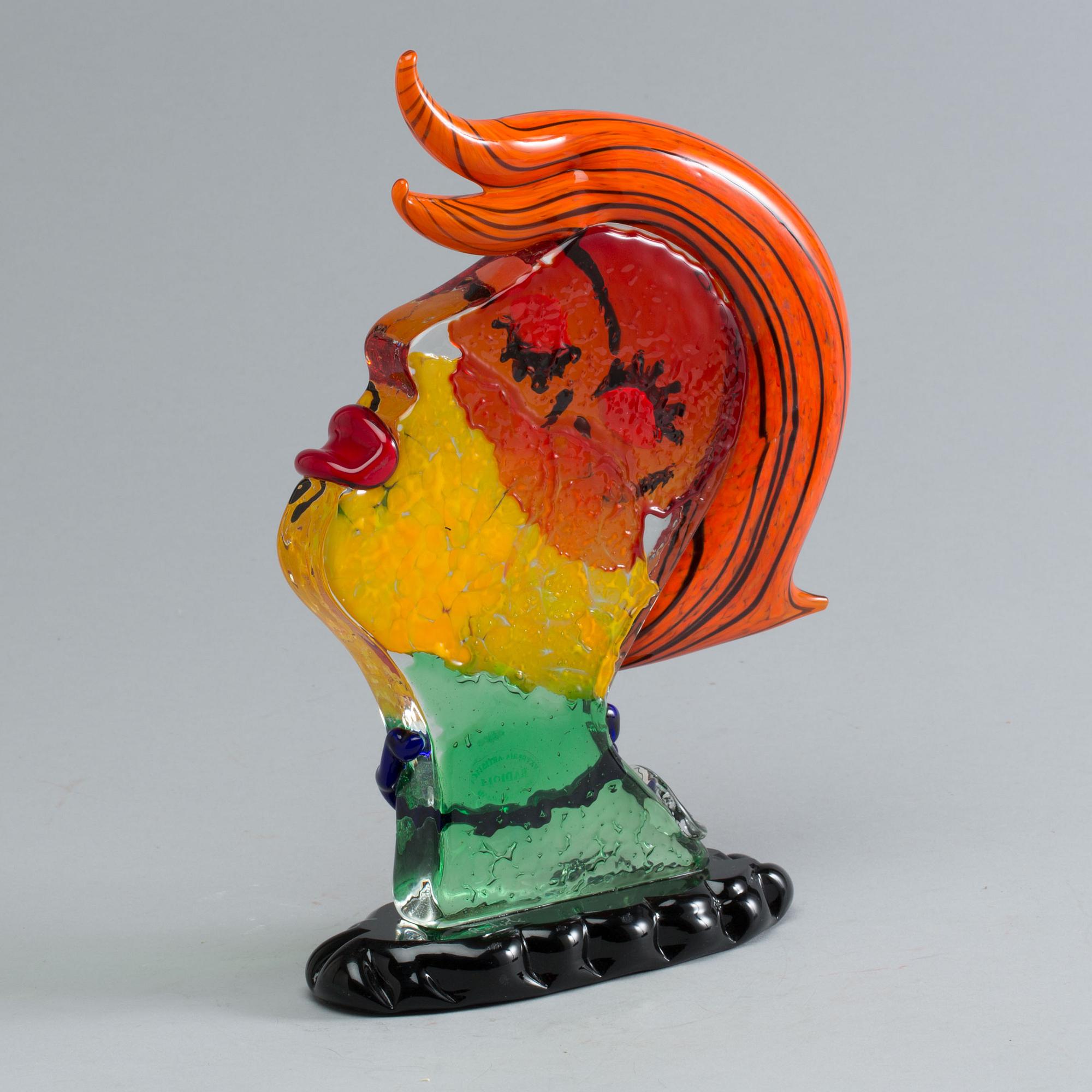 Abstract head sculpture Mario Badioli Murano glass.