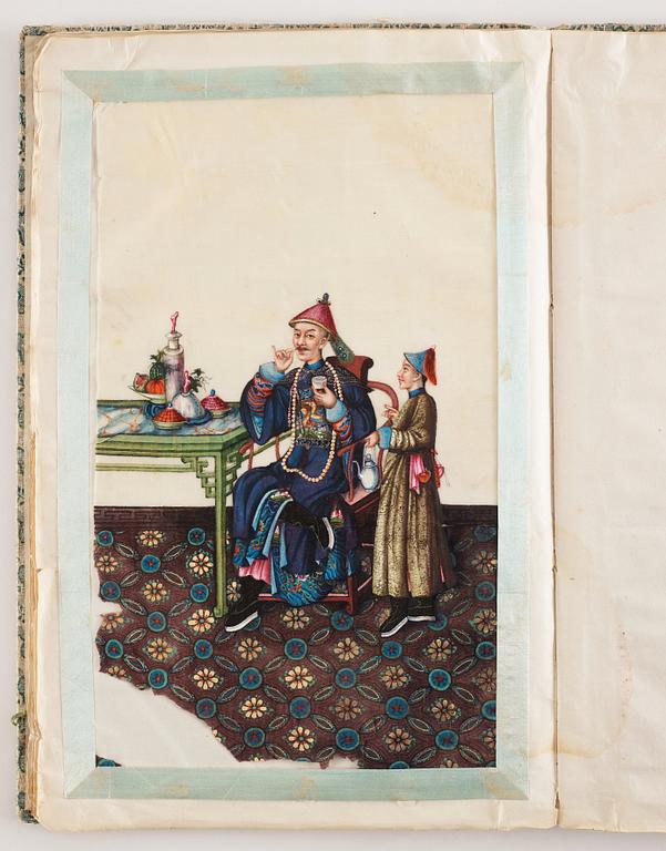 An album with 12 Chinese paintings by anonymous artist, Qing dynasty, 19th Century.