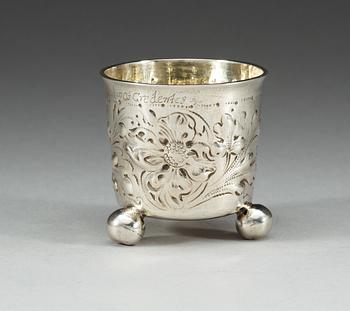 A Swedish parcel-gilt beaker, makers mark of Anders Wilhelm Malthow, Stockholm 1706.