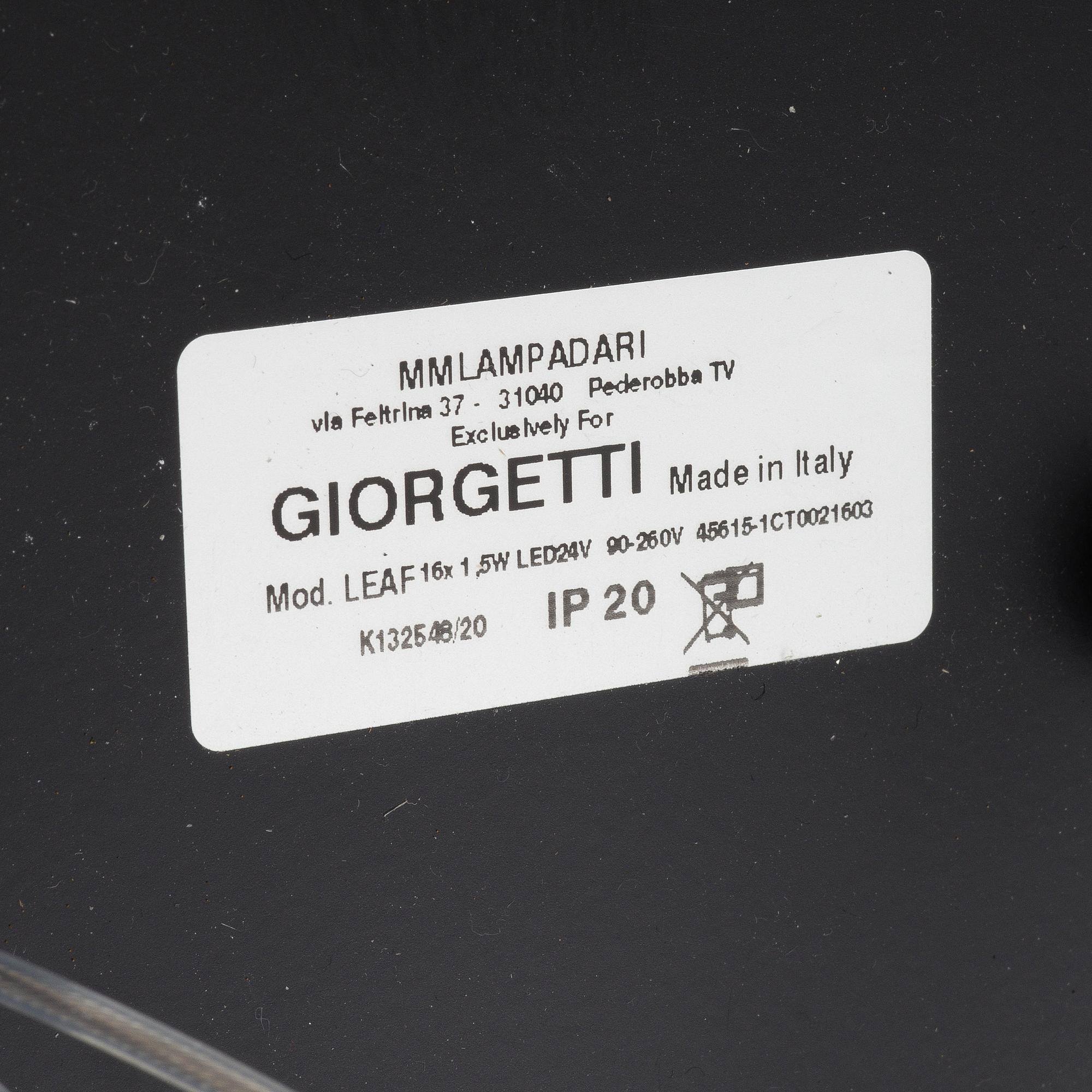 Giorgetti R&D, a 'Leaf' ceiling lamp, 2010s.