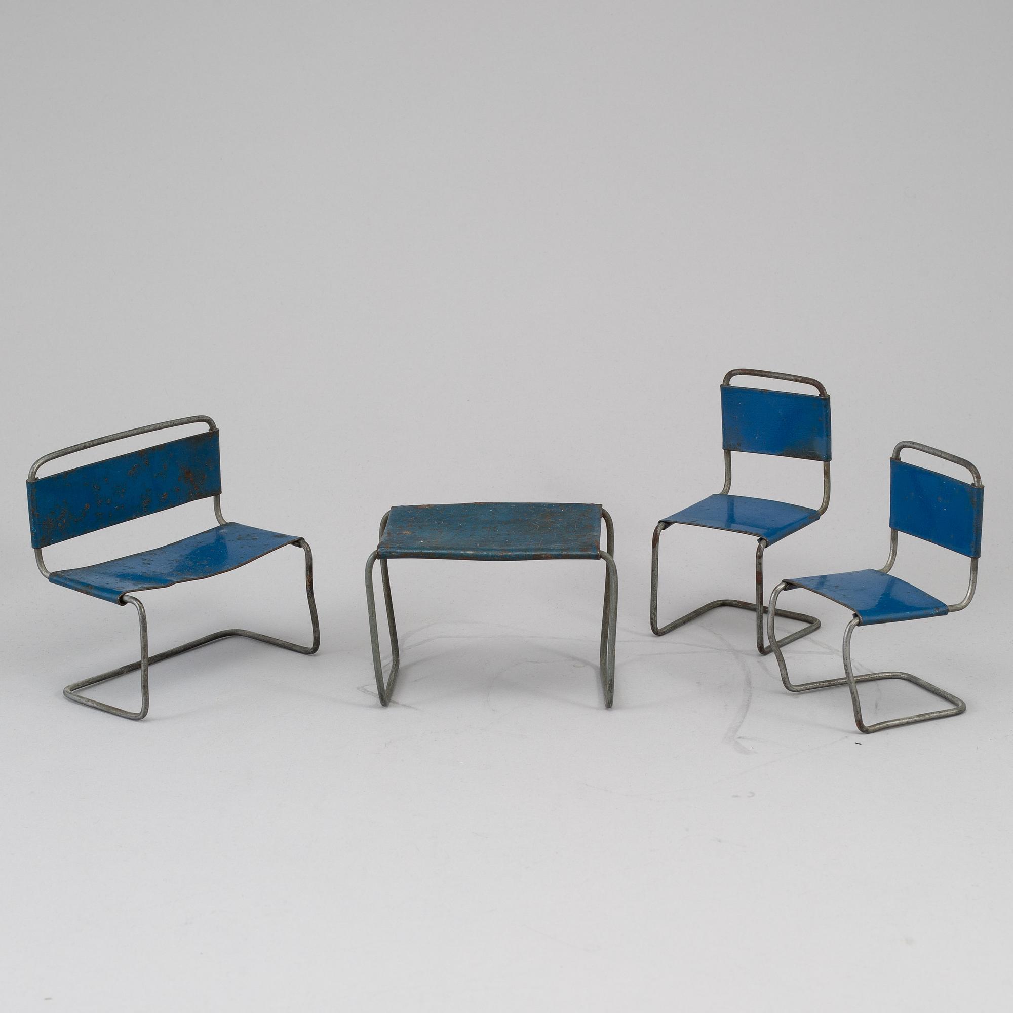 A doll house set, 4 pieces, Germany 1930's.