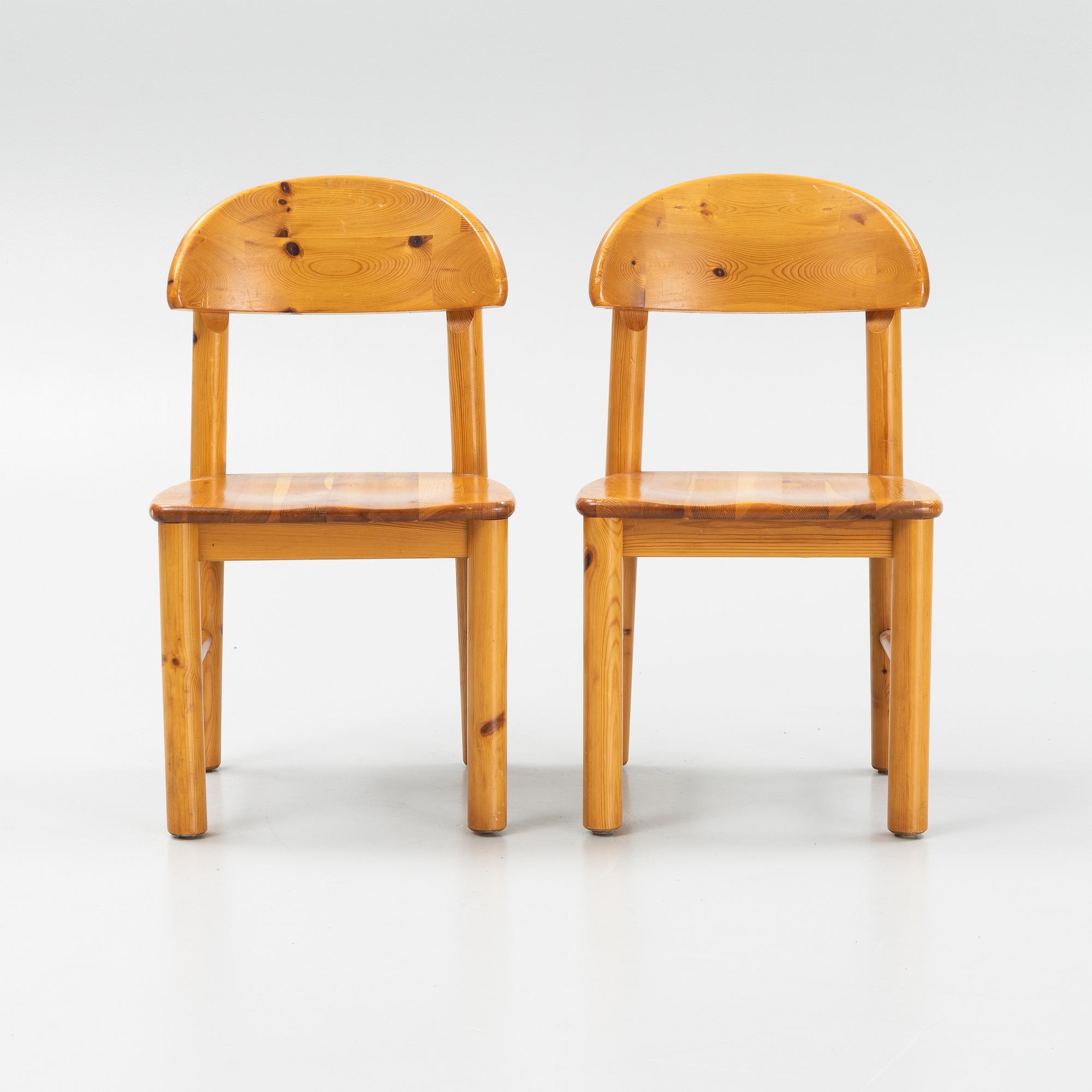 Rainer Daumiller, a set of 6 pine chairs, Denmark, late 20th century.