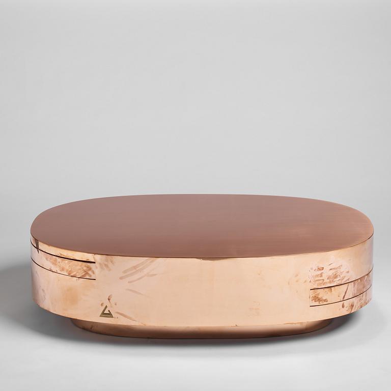 Gabriella Crespi, a low table "Elisse", from the series "New Bronze Age", Gallery Rita Fancsaly, Milan 2015, nr 2 in an edition of 9.