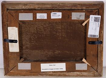 Carl Julius Emil Olsen, Coastal Scene with a Jetty and Boats in Calm Water.