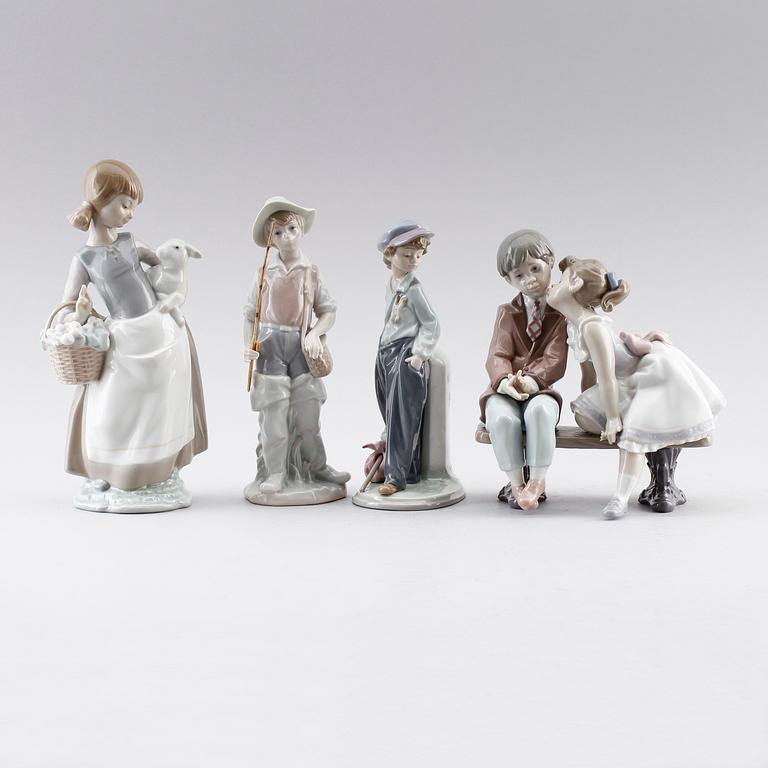 FIGURER, 4 st, porslin, Lladro, Spanien.