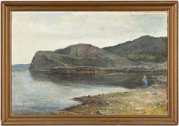 Olof Hermelin, Inland Landscape with Woman by the Shore.