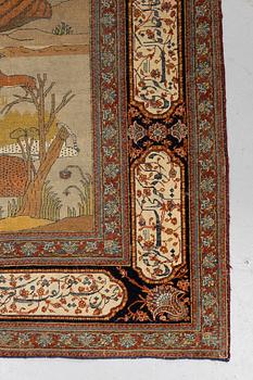 An antique Kashan so-called Motachem, signed, ca 226 x 137 cm.