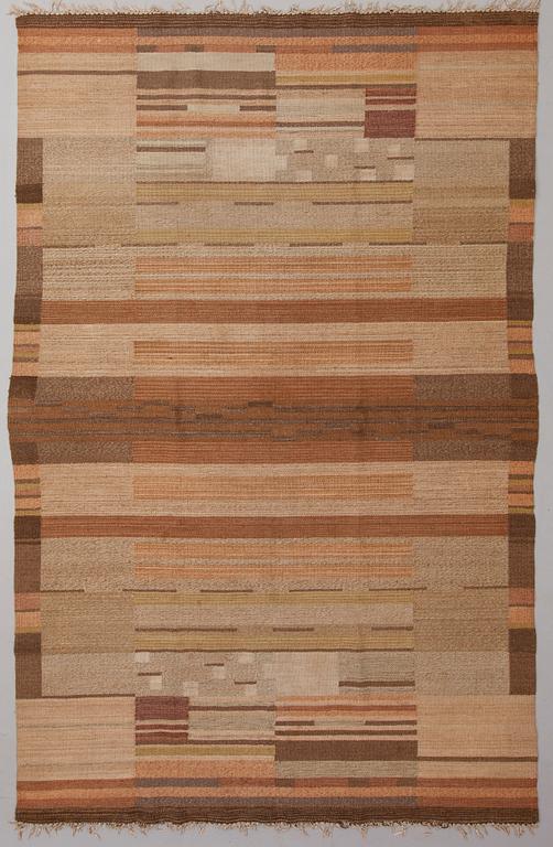 Laila Karttunen, LAILA KARTTUNEN, A 1930s Finnish flat weave carpet for Kiikan Mattokutomo. 291x188 cm.