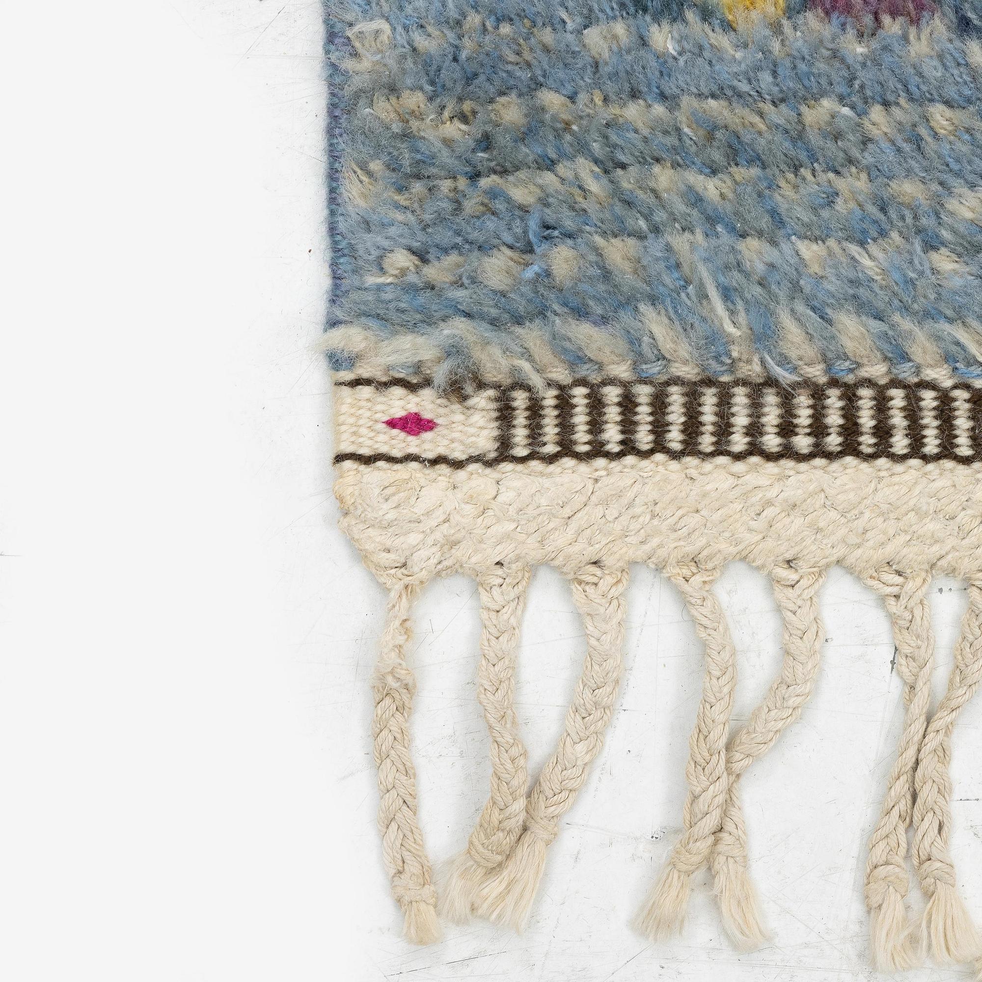 Barbro Nilsson, a carpet, 'Violetta blå', knotted pile, c. 217 x 150 cm, signed AB MMF BN.
