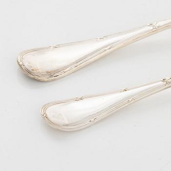 Bestick, 14 st, silver, modell "Rosett", B Erlandsson, Kristianstad 1901.