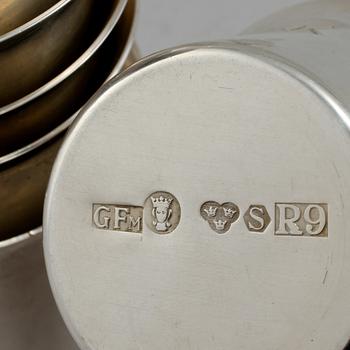 BÄGARE, 7 st, silver, 1900-tals andra hälft. Vikt 270 g.