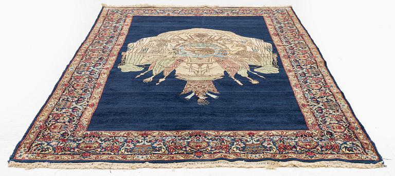 Matta, semiantik "Lion and Sun" Kirman, ca 243 x 144 cm.