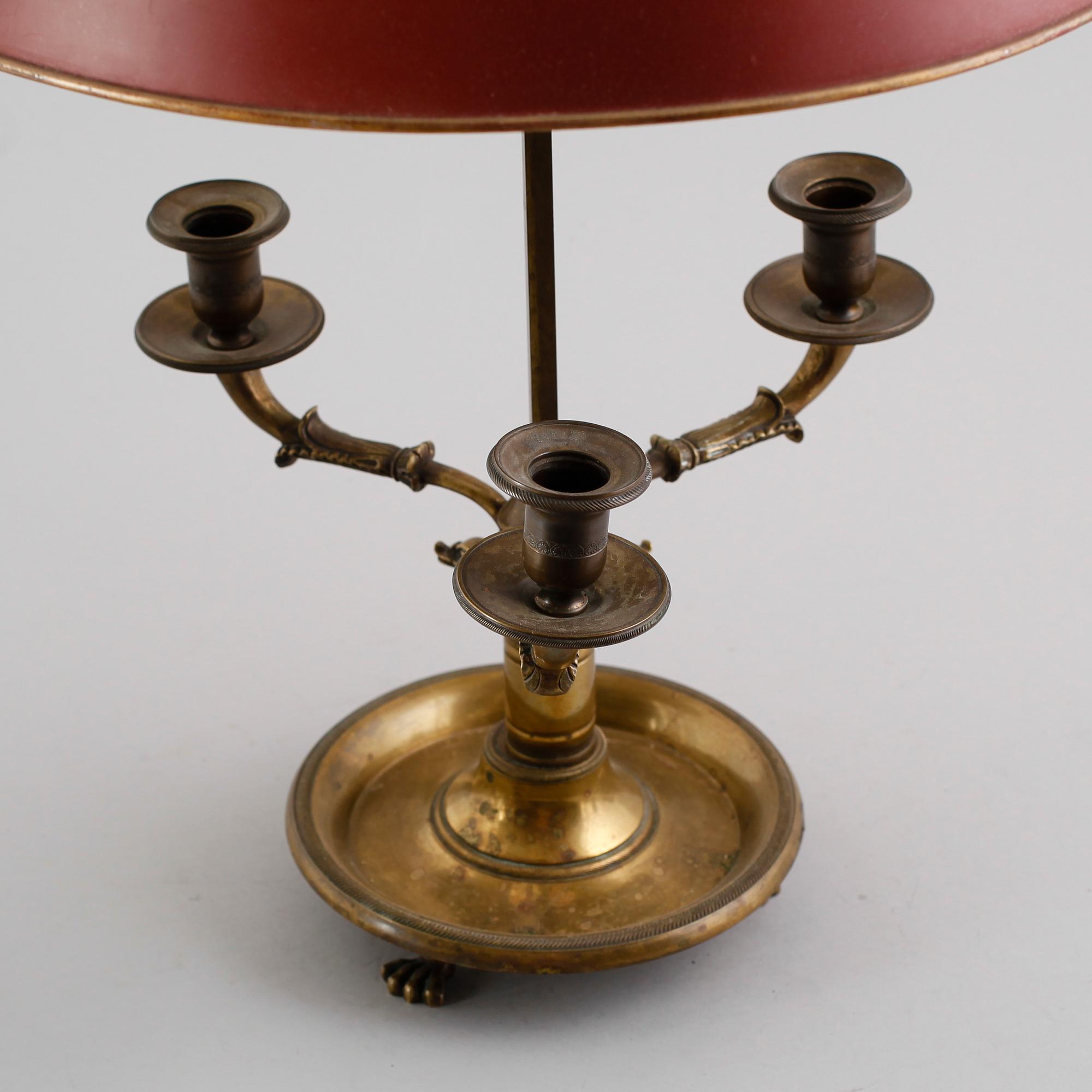 BOUILOTTELAMPA, mässing, empirestil, 1900-talets första hälft.