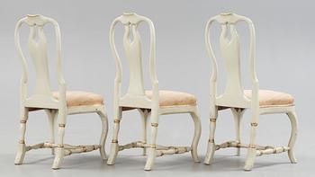 Three Swedish Rococo 18th century chairs.