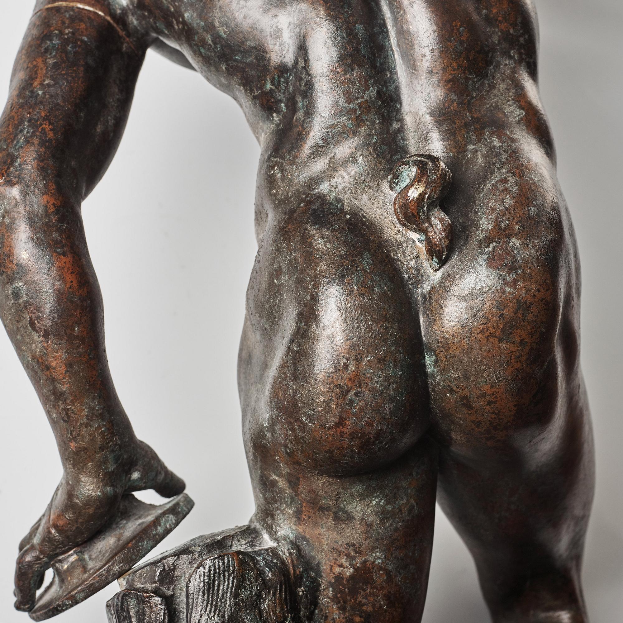 SCULPTURE, probably Italy 18th Century. Satyr with cymbals.