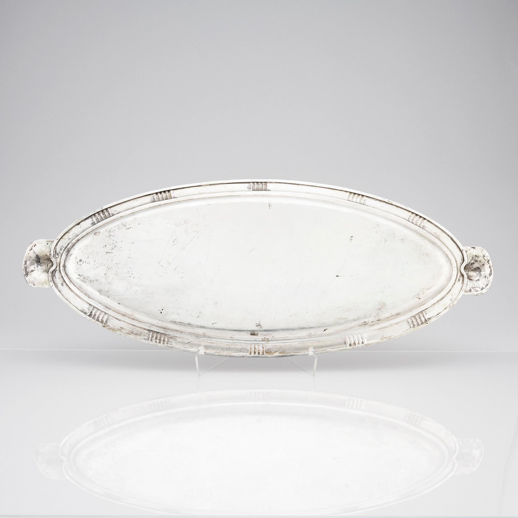 Georg Jensen, skaldjursbricka/ fiskfat, Köpenhamn 1920, 830/1000 silver, design nr 885.