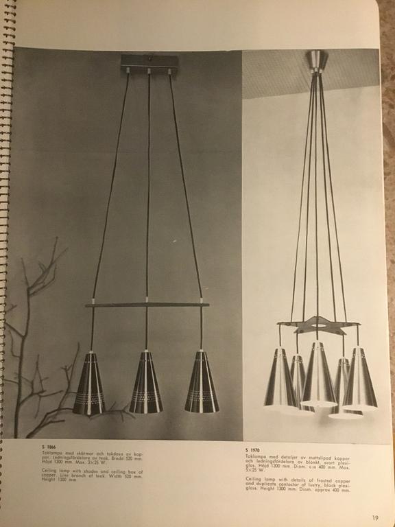 taklampa, modell "S 1970-5", Hans-Agne Jakobsson AB, Markaryd, 1950-60-tal.