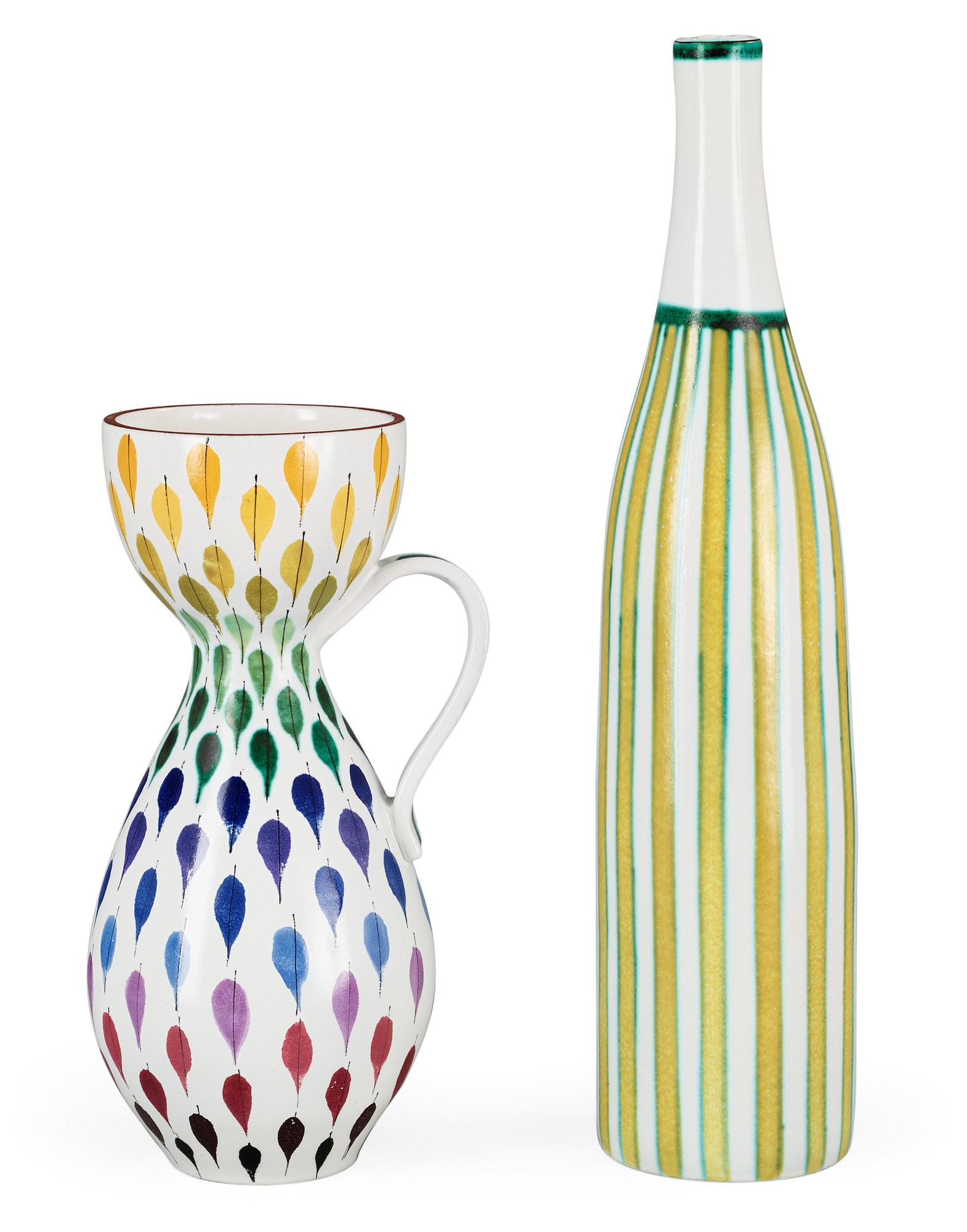 Two Stig Lindberg faience vases, Gustavsberg Studio 1940's-50's.