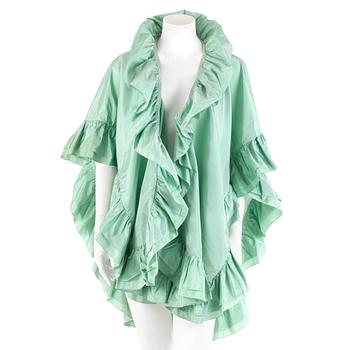 813. CHRISTIAN DIOR, a green silk shawl/cape.