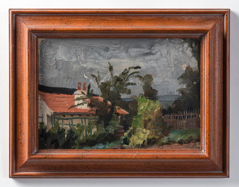 Mina (Vilhelmina) Carlsson-Bredberg, Hus med rött tak, motiv från Moulinois.