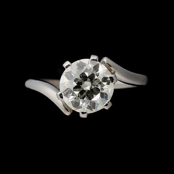 A RING, brilliant cut diamond 2.56 ct, platinum.