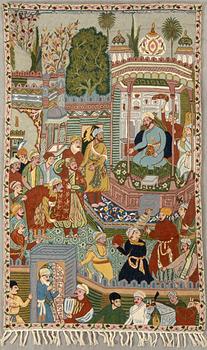 Vävnad Gulam Mohidin Indien 1900-tal broderad ca 193x146 cm.