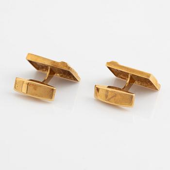 Bengt Hallberg, set, 18K gold and small diamond ring, cufflinks och tie pin.