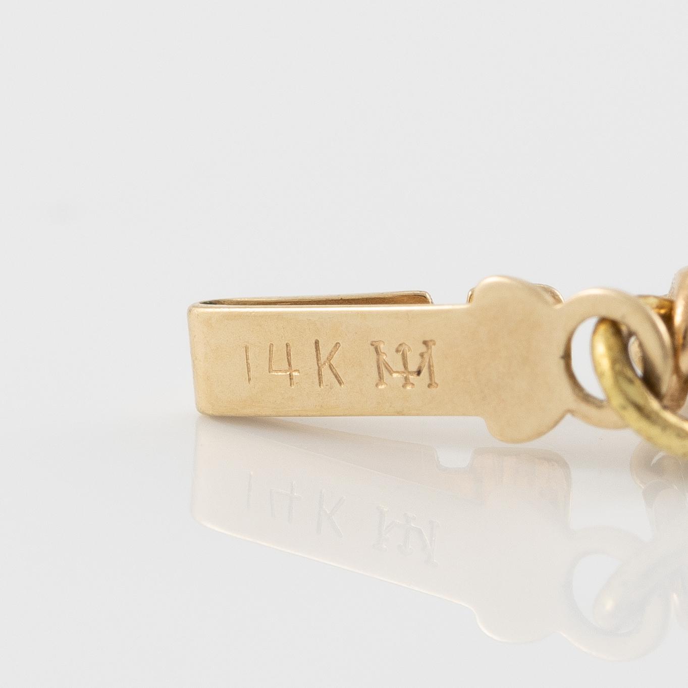 Necklace, with multi-coloured tourmalines, clasp in 14K gold.