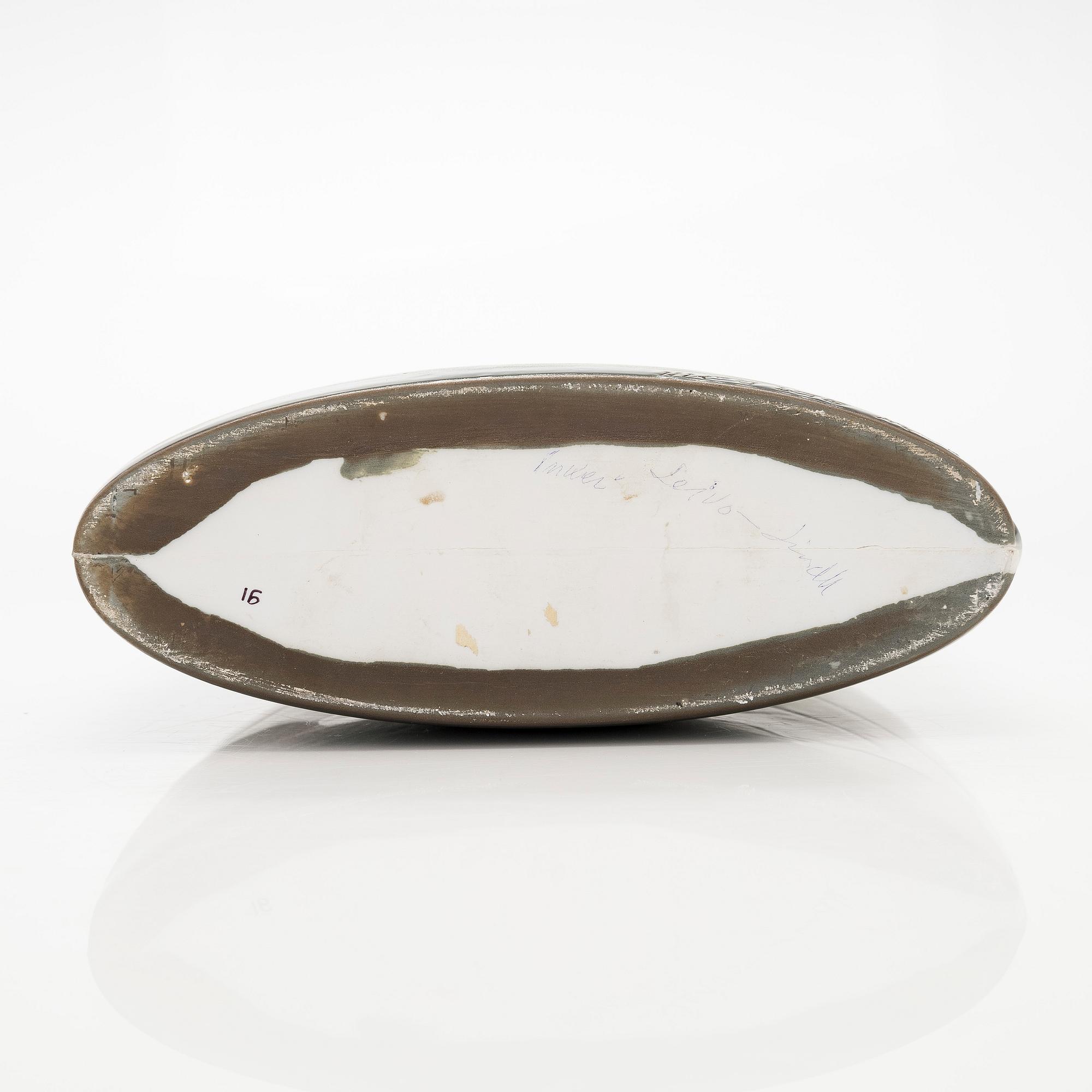 Inkeri Leivo, flaska med propp, porslin, signerad Inkeri Leivo Arabia.