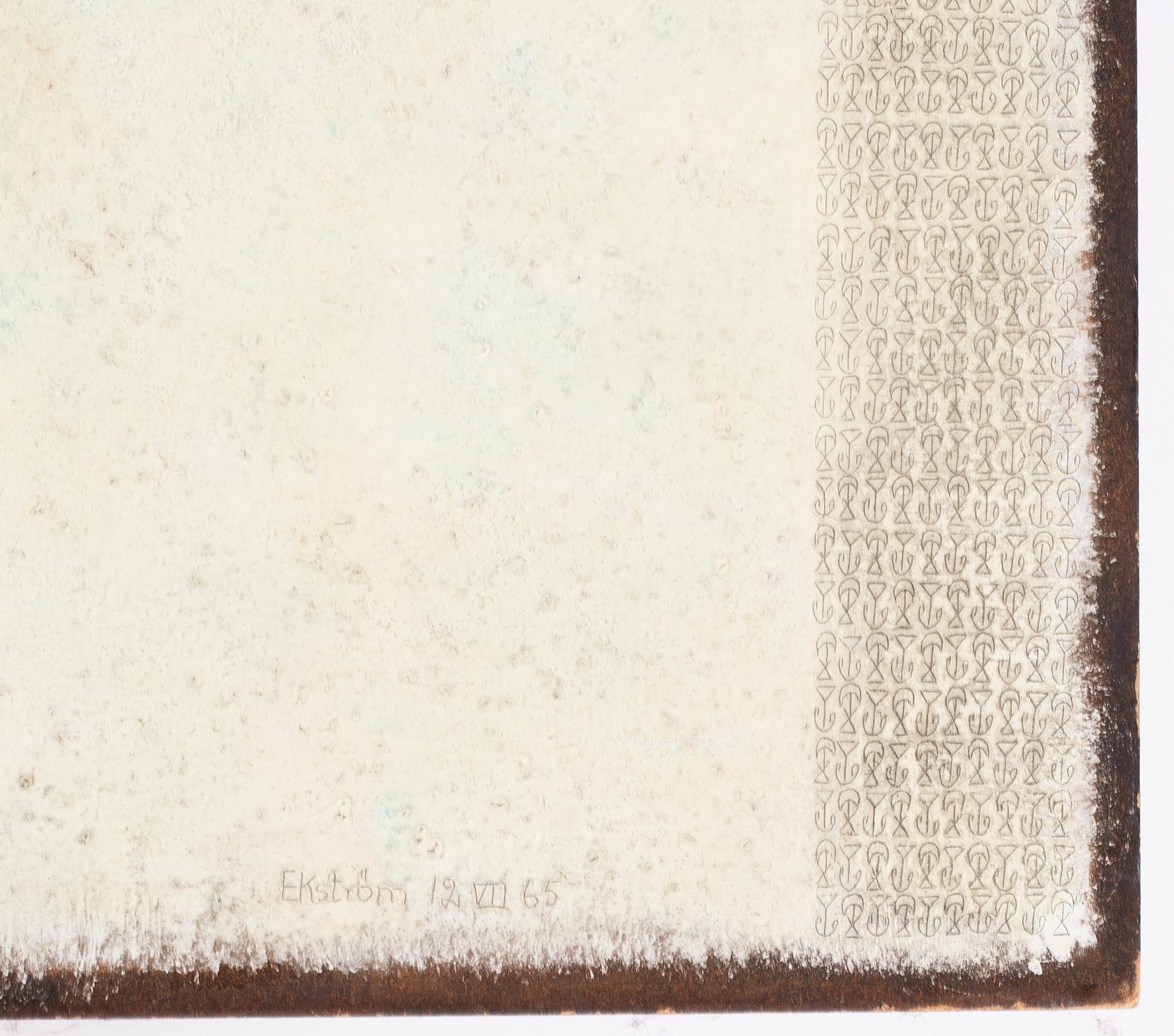 Thea Ekström, mixed media on panel, signed Ekström and dated 12 VII -65.