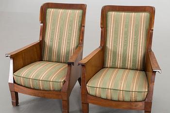 A PAIR OF EASY CHAIRS 1920'S.