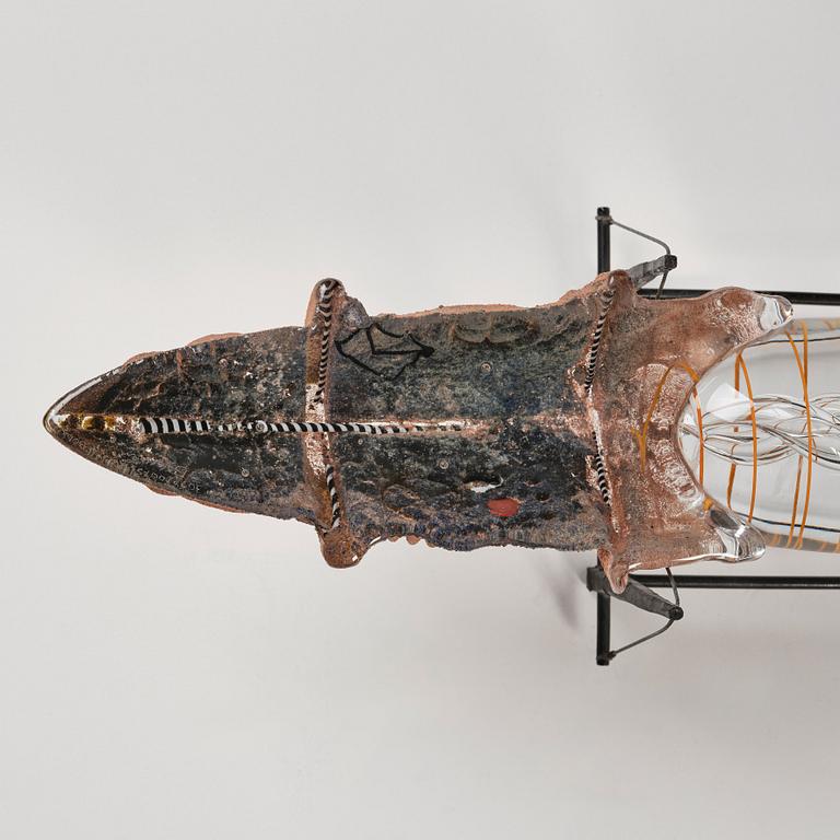 Bertil Vallien, "Precious Cargo", unik skulptur, båt, sandgjutet glas, Kosta Boda 1987.