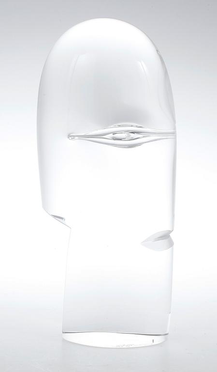 GÖRAN WÄRFF, skulptur, glas "profil", Kosta Boda, unik, signerad.