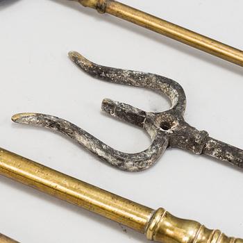 FIRE UTENSILS, 10 parts, ca 1900.