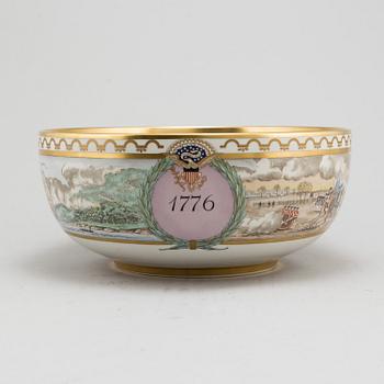 A Royal Copenhagen punch bowl in comemoration of the American Revolution 1776-1976.