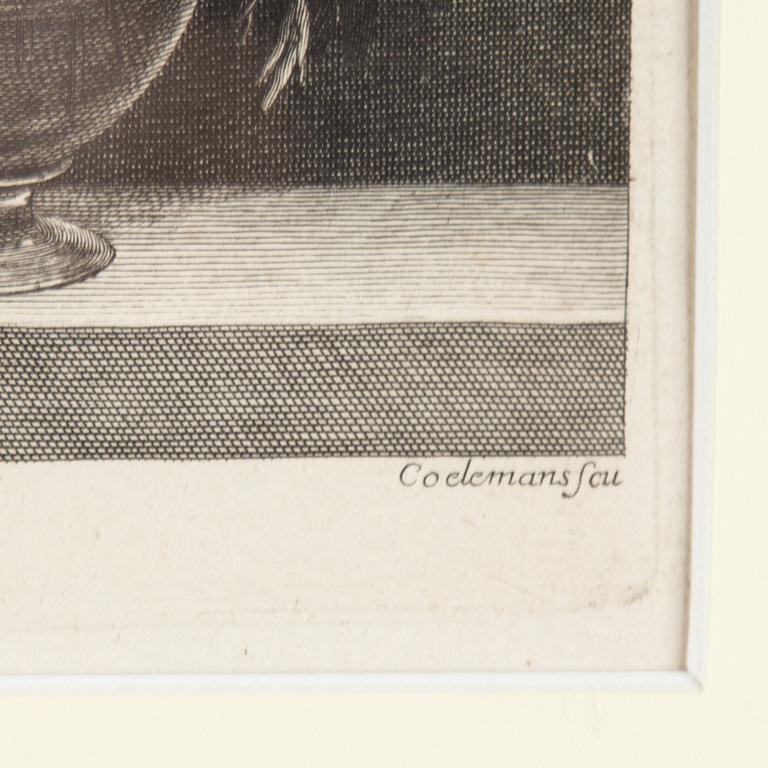 Engravings, a pair by Jacobus Coeleman (1654-1732) after Nicolas Baudesson (1611-1680).