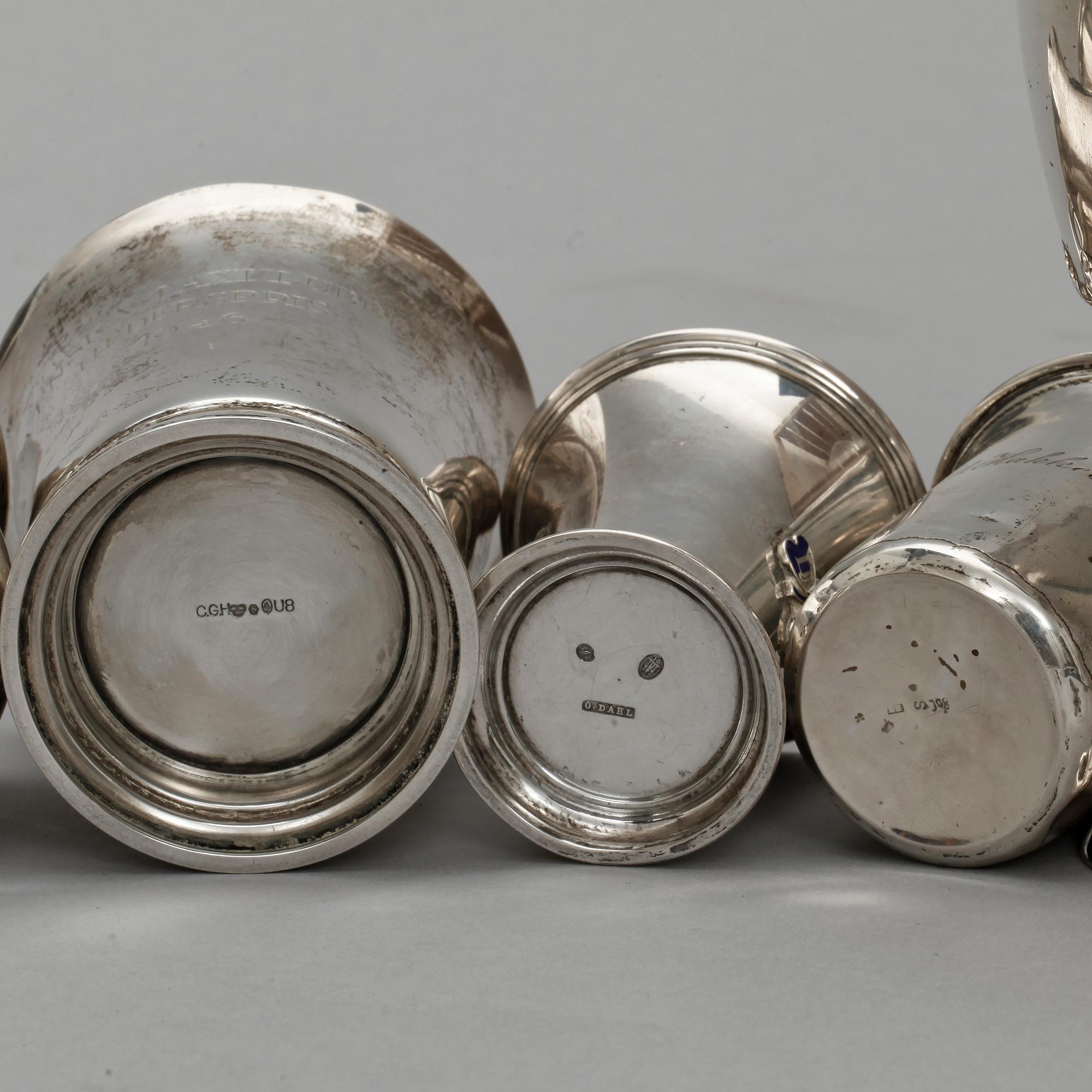 PARTI SILVER, 7 delar,  bl a Sverige samt Danmark, 1900-tal, vikt 433 g.